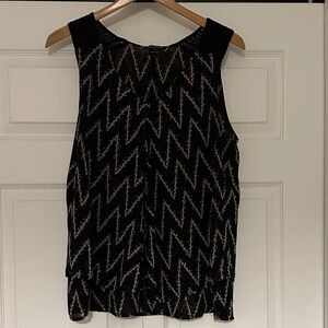 Lucky Brand Black and White Chevron Tank Top